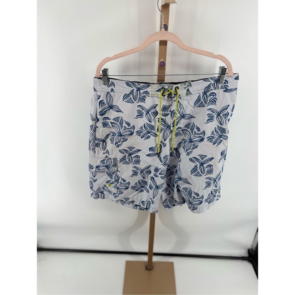 TOMMY BAHAMA RELAX SWIM SHORTS Gray Blue Floral Men’s Size Large
